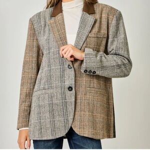 Anthropologie Mystree Freckled Herringbone Oversized Jacket,